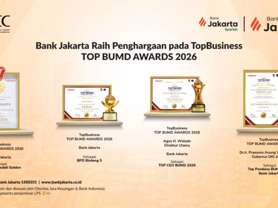 Makin Berkilau! Bank Jakarta Raih Medali Golden dan Bintang 5 di TOP BUMD Awards 2026